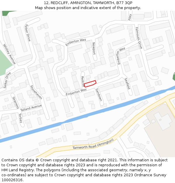 12, REDCLIFF, AMINGTON, TAMWORTH, B77 3QP: Location map and indicative extent of plot