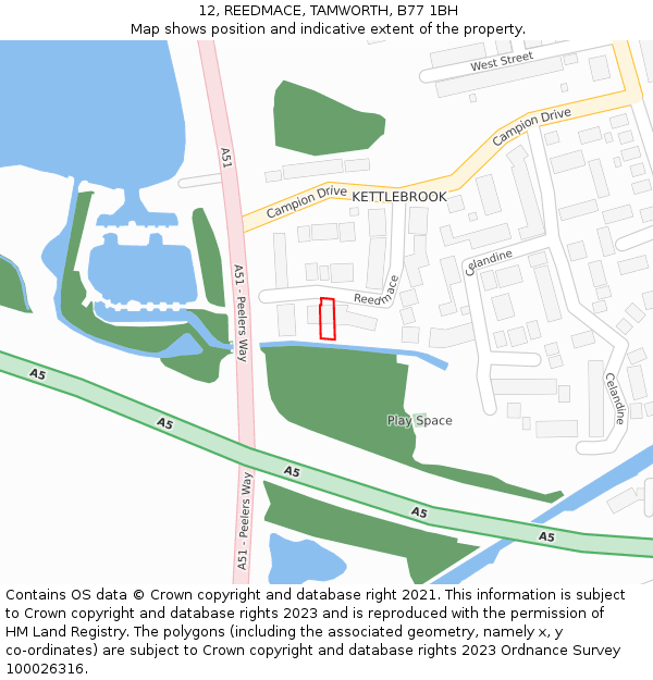 12, REEDMACE, TAMWORTH, B77 1BH: Location map and indicative extent of plot