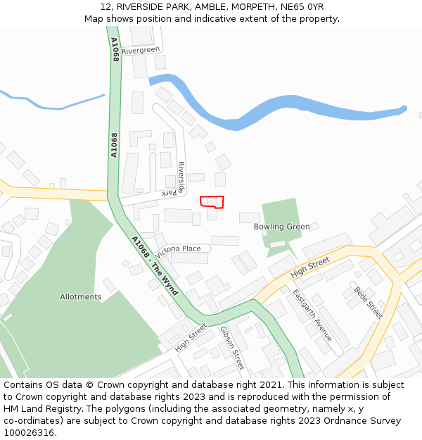 12, RIVERSIDE PARK, AMBLE, MORPETH, NE65 0YR: Location map and indicative extent of plot