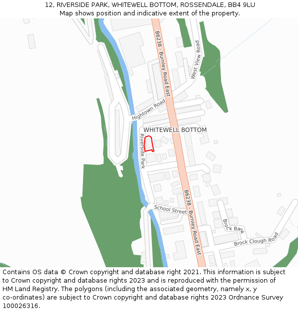 12, RIVERSIDE PARK, WHITEWELL BOTTOM, ROSSENDALE, BB4 9LU: Location map and indicative extent of plot