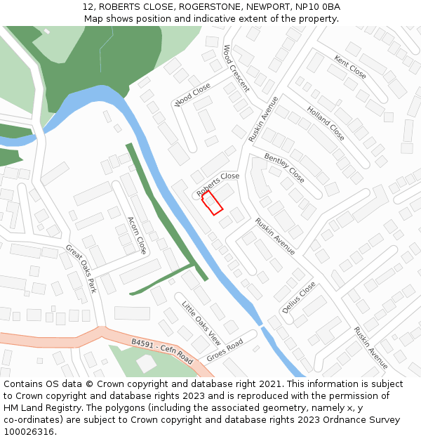 12, ROBERTS CLOSE, ROGERSTONE, NEWPORT, NP10 0BA: Location map and indicative extent of plot