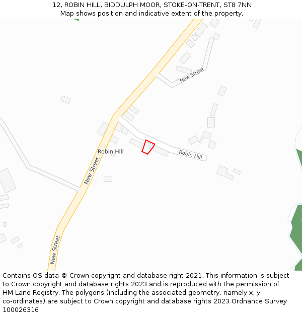 12, ROBIN HILL, BIDDULPH MOOR, STOKE-ON-TRENT, ST8 7NN: Location map and indicative extent of plot