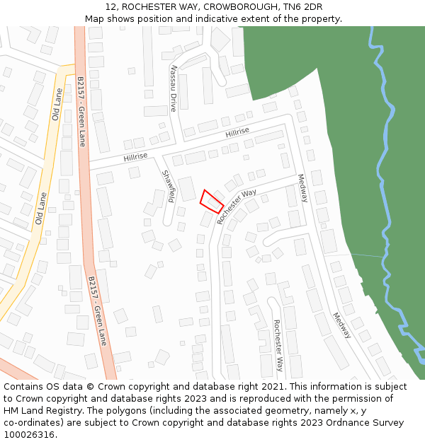 12, ROCHESTER WAY, CROWBOROUGH, TN6 2DR: Location map and indicative extent of plot