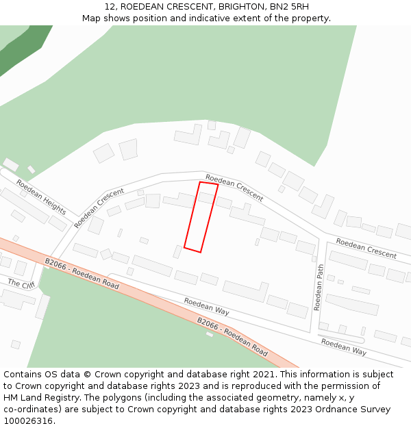 12, ROEDEAN CRESCENT, BRIGHTON, BN2 5RH: Location map and indicative extent of plot