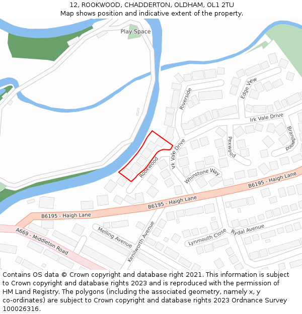 12, ROOKWOOD, CHADDERTON, OLDHAM, OL1 2TU: Location map and indicative extent of plot