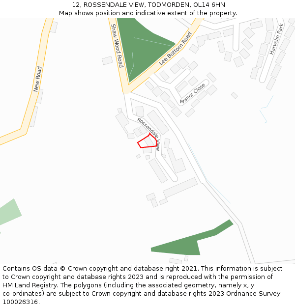 12, ROSSENDALE VIEW, TODMORDEN, OL14 6HN: Location map and indicative extent of plot