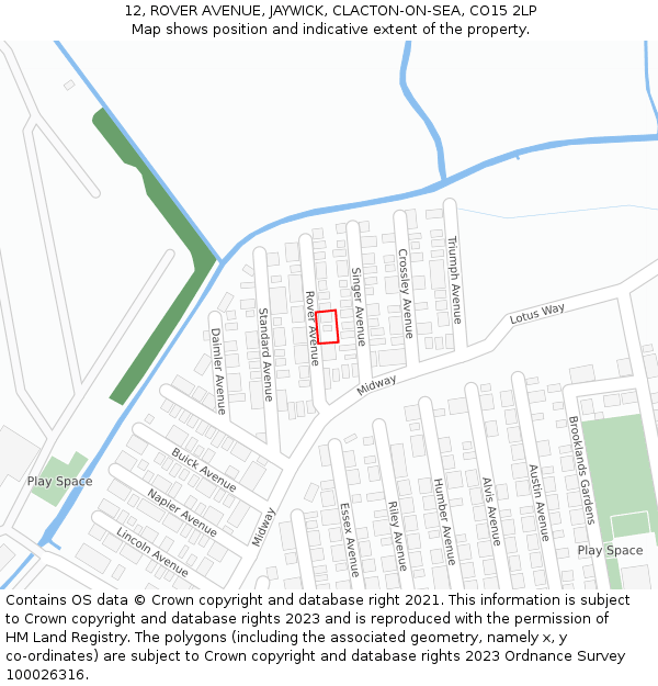 12, ROVER AVENUE, JAYWICK, CLACTON-ON-SEA, CO15 2LP: Location map and indicative extent of plot