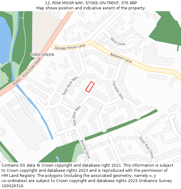 12, ROW MOOR WAY, STOKE-ON-TRENT, ST6 8BP: Location map and indicative extent of plot