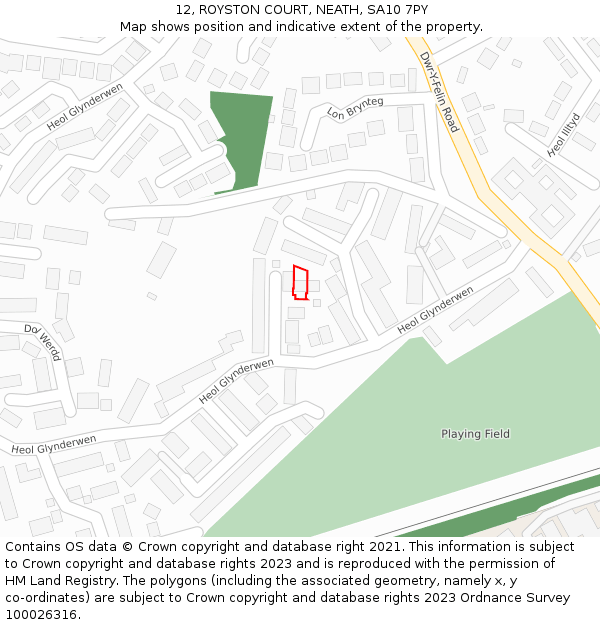 12, ROYSTON COURT, NEATH, SA10 7PY: Location map and indicative extent of plot