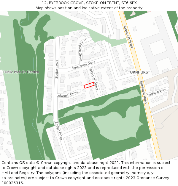 12, RYEBROOK GROVE, STOKE-ON-TRENT, ST6 6PX: Location map and indicative extent of plot