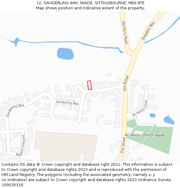 12, SANDERLING WAY, IWADE, SITTINGBOURNE, ME9 8TE: Location map and indicative extent of plot