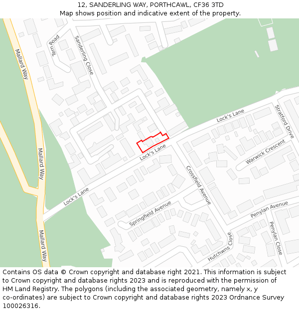 12, SANDERLING WAY, PORTHCAWL, CF36 3TD: Location map and indicative extent of plot