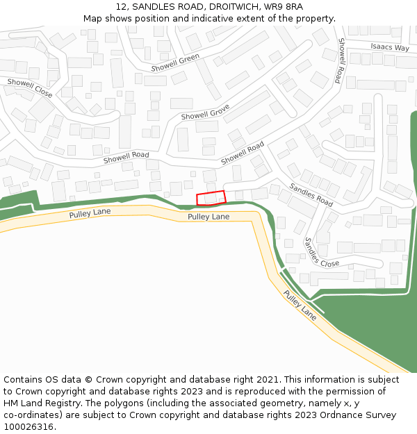 12, SANDLES ROAD, DROITWICH, WR9 8RA: Location map and indicative extent of plot