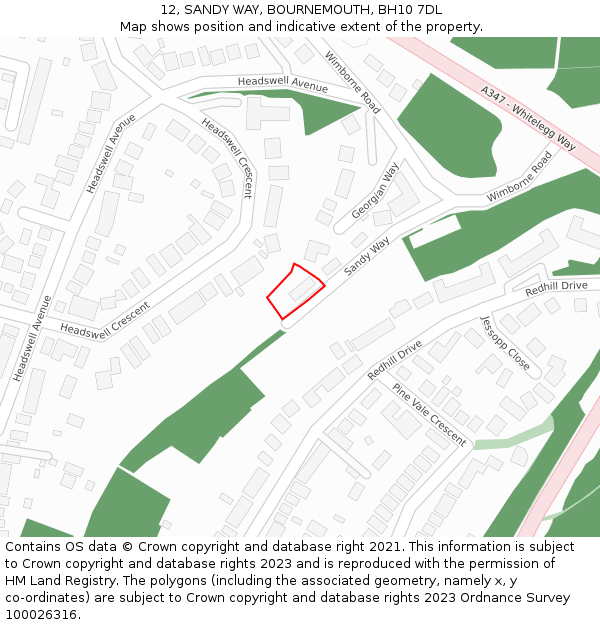 12, SANDY WAY, BOURNEMOUTH, BH10 7DL: Location map and indicative extent of plot