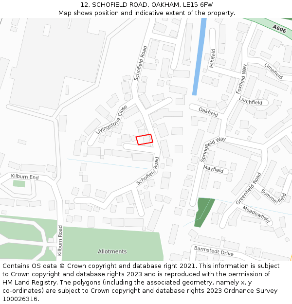 12, SCHOFIELD ROAD, OAKHAM, LE15 6FW: Location map and indicative extent of plot