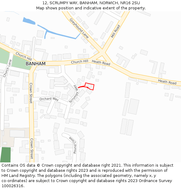 12, SCRUMPY WAY, BANHAM, NORWICH, NR16 2SU: Location map and indicative extent of plot