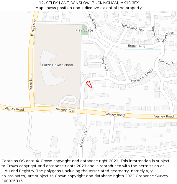 12, SELBY LANE, WINSLOW, BUCKINGHAM, MK18 3FX: Location map and indicative extent of plot