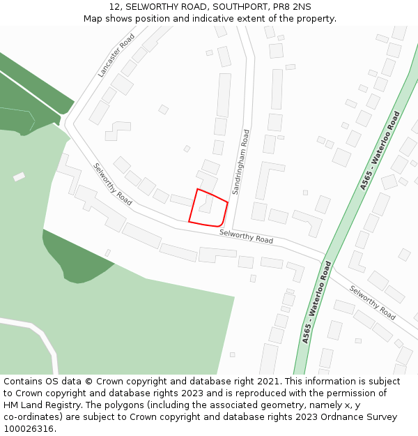 12, SELWORTHY ROAD, SOUTHPORT, PR8 2NS: Location map and indicative extent of plot