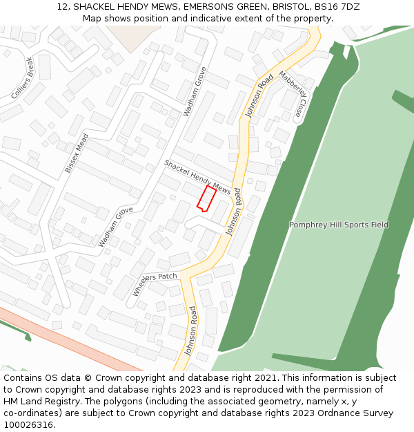 12, SHACKEL HENDY MEWS, EMERSONS GREEN, BRISTOL, BS16 7DZ: Location map and indicative extent of plot