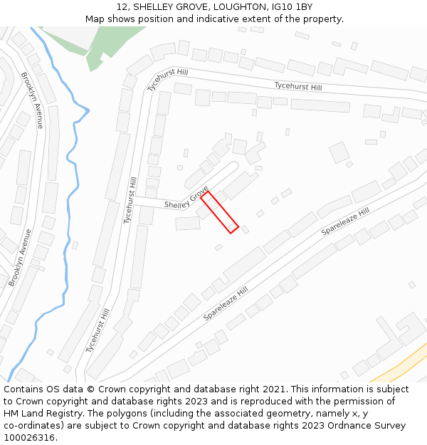 12, SHELLEY GROVE, LOUGHTON, IG10 1BY: Location map and indicative extent of plot