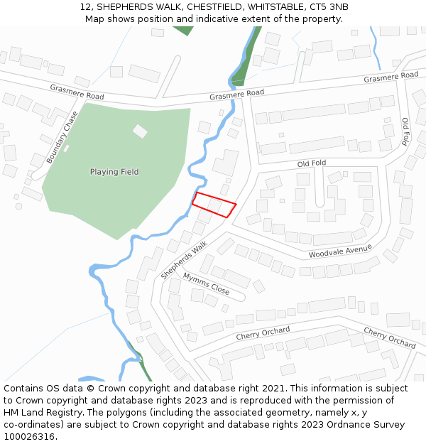 12, SHEPHERDS WALK, CHESTFIELD, WHITSTABLE, CT5 3NB: Location map and indicative extent of plot