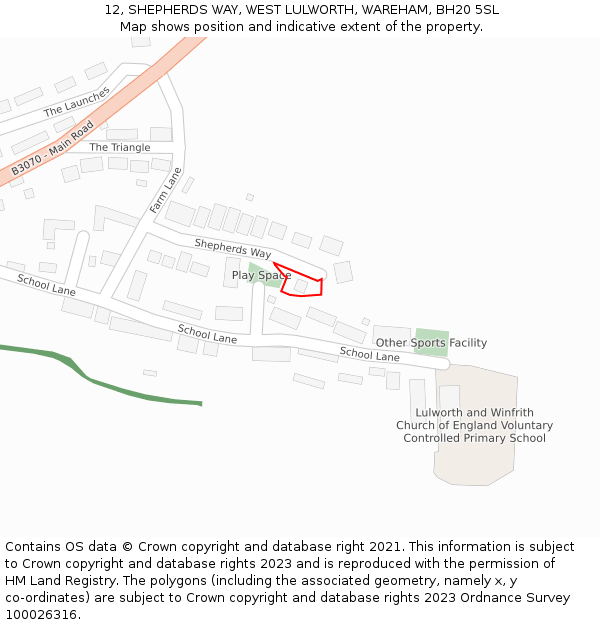 12, SHEPHERDS WAY, WEST LULWORTH, WAREHAM, BH20 5SL: Location map and indicative extent of plot