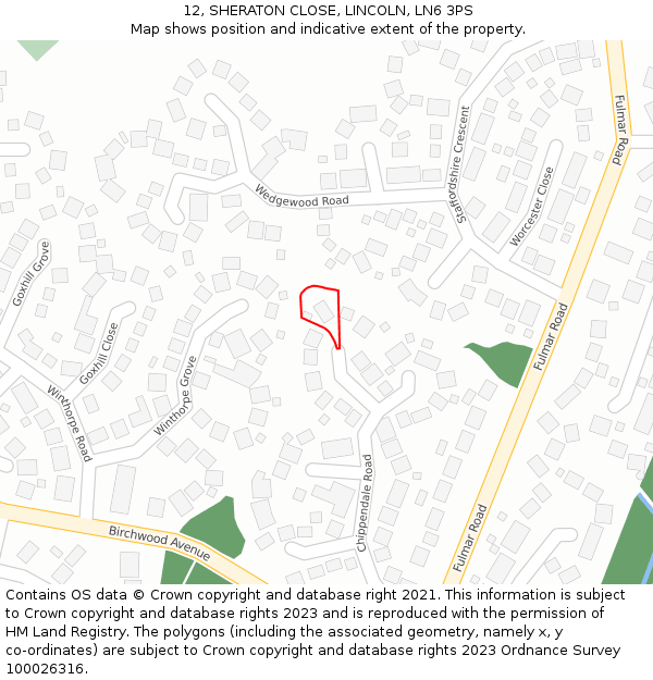12, SHERATON CLOSE, LINCOLN, LN6 3PS: Location map and indicative extent of plot