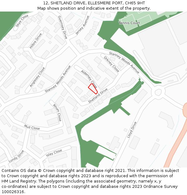 12, SHETLAND DRIVE, ELLESMERE PORT, CH65 9HT: Location map and indicative extent of plot