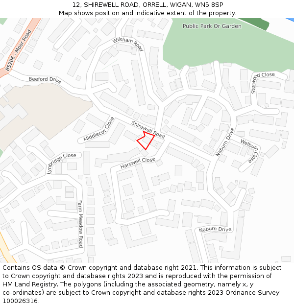 12, SHIREWELL ROAD, ORRELL, WIGAN, WN5 8SP: Location map and indicative extent of plot