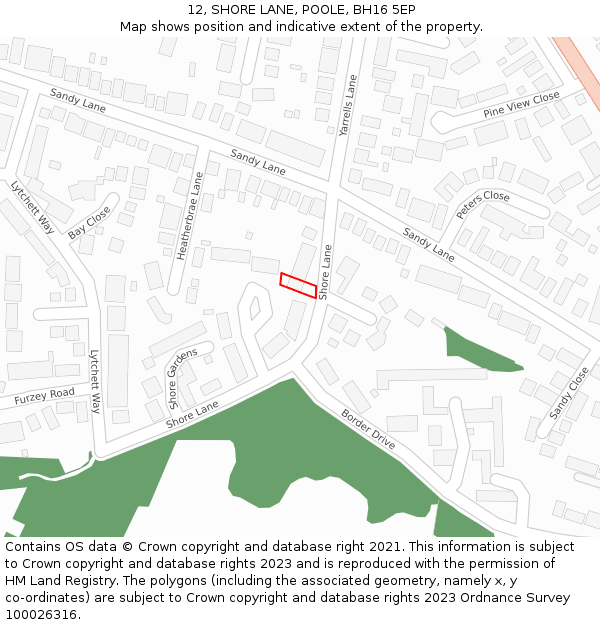 12, SHORE LANE, POOLE, BH16 5EP: Location map and indicative extent of plot