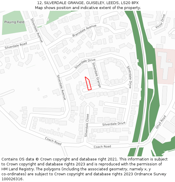 12, SILVERDALE GRANGE, GUISELEY, LEEDS, LS20 8PX: Location map and indicative extent of plot