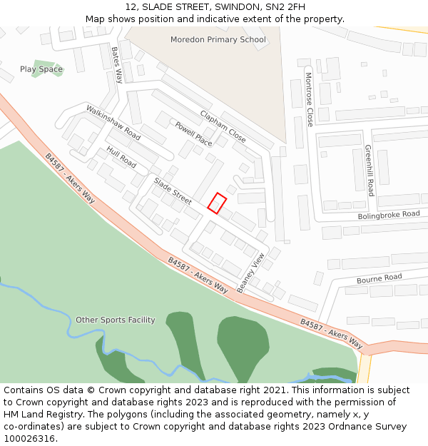 12, SLADE STREET, SWINDON, SN2 2FH: Location map and indicative extent of plot