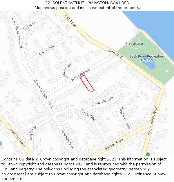 12, SOLENT AVENUE, LYMINGTON, SO41 3SD: Location map and indicative extent of plot