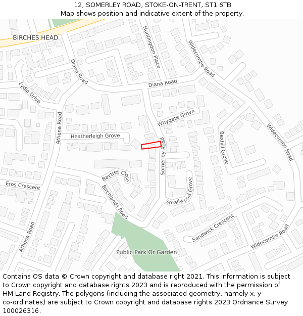 12, SOMERLEY ROAD, STOKE-ON-TRENT, ST1 6TB: Location map and indicative extent of plot