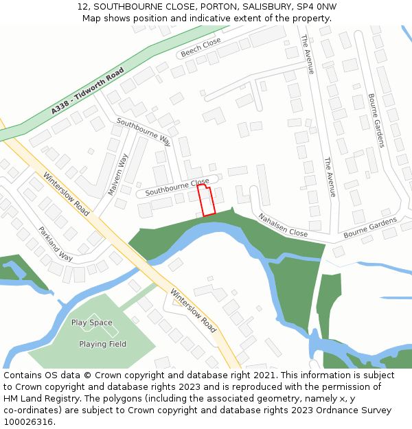 12, SOUTHBOURNE CLOSE, PORTON, SALISBURY, SP4 0NW: Location map and indicative extent of plot