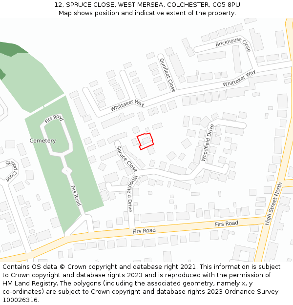 12, SPRUCE CLOSE, WEST MERSEA, COLCHESTER, CO5 8PU: Location map and indicative extent of plot