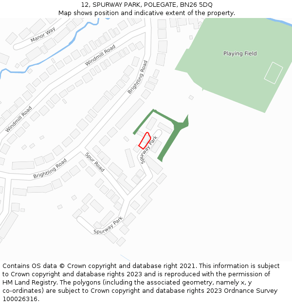 12, SPURWAY PARK, POLEGATE, BN26 5DQ: Location map and indicative extent of plot