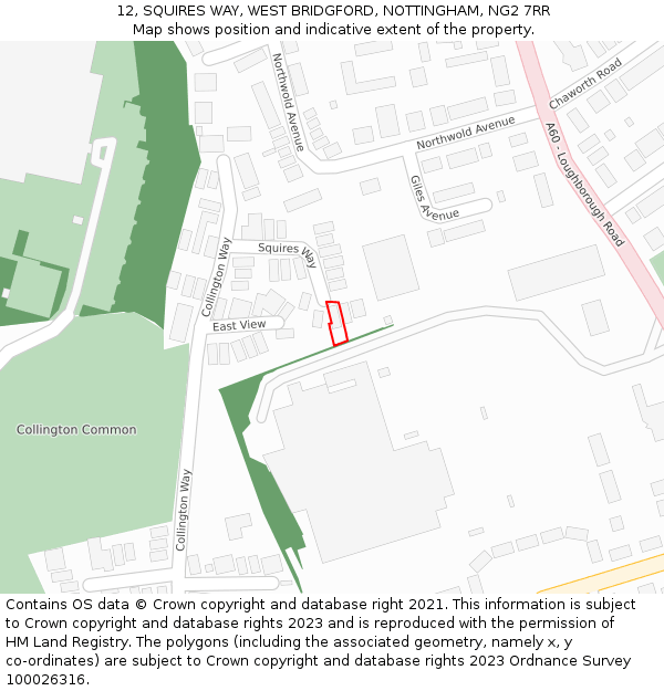 12, SQUIRES WAY, WEST BRIDGFORD, NOTTINGHAM, NG2 7RR: Location map and indicative extent of plot