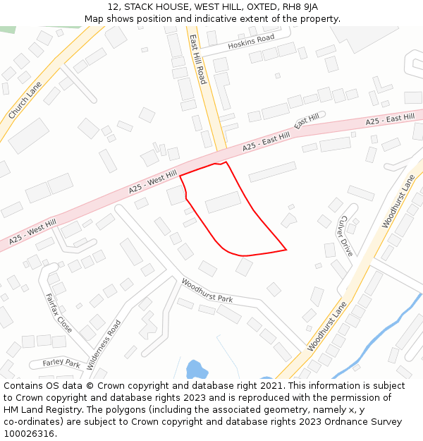 12, STACK HOUSE, WEST HILL, OXTED, RH8 9JA: Location map and indicative extent of plot