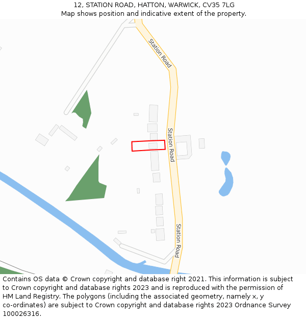 12, STATION ROAD, HATTON, WARWICK, CV35 7LG: Location map and indicative extent of plot