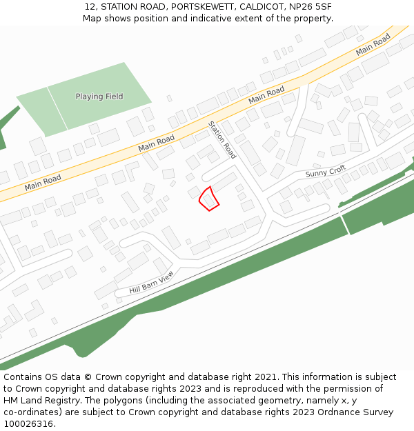 12, STATION ROAD, PORTSKEWETT, CALDICOT, NP26 5SF: Location map and indicative extent of plot