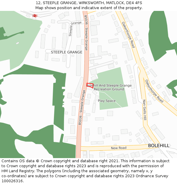 12, STEEPLE GRANGE, WIRKSWORTH, MATLOCK, DE4 4FS: Location map and indicative extent of plot