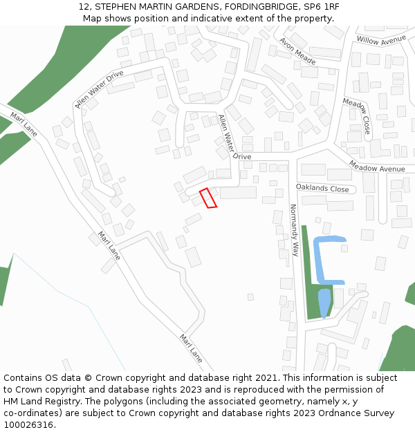 12, STEPHEN MARTIN GARDENS, FORDINGBRIDGE, SP6 1RF: Location map and indicative extent of plot