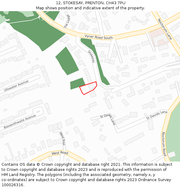 12, STOKESAY, PRENTON, CH43 7PU: Location map and indicative extent of plot