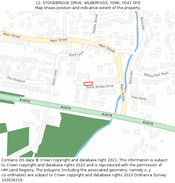 12, STONEBRIDGE DRIVE, WILBERFOSS, YORK, YO41 5PQ: Location map and indicative extent of plot