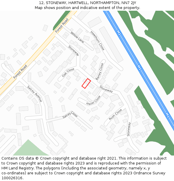 12, STONEWAY, HARTWELL, NORTHAMPTON, NN7 2JY: Location map and indicative extent of plot