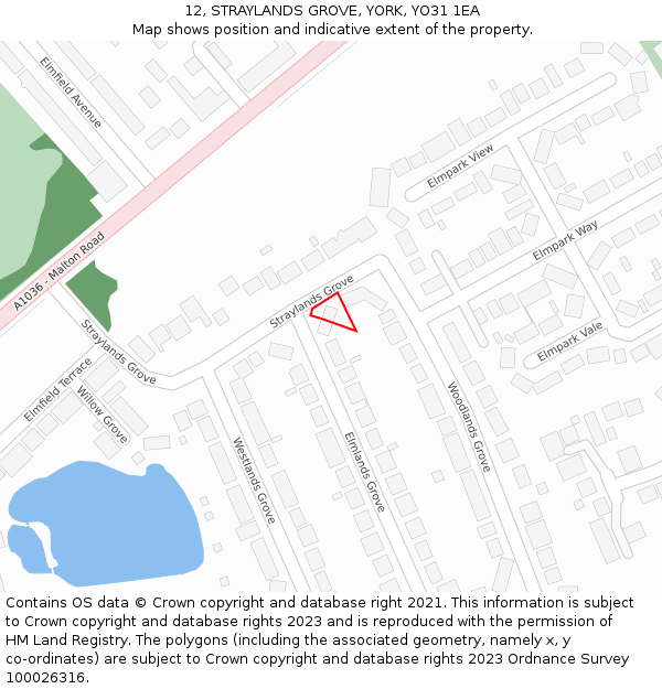 12, STRAYLANDS GROVE, YORK, YO31 1EA: Location map and indicative extent of plot