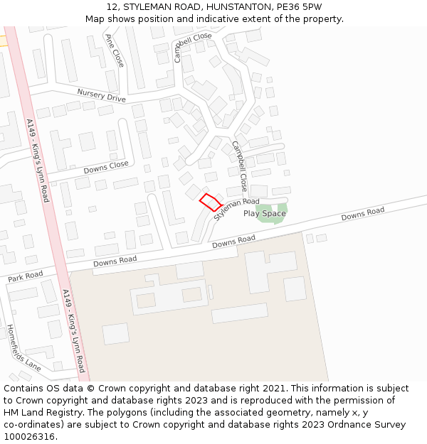 12, STYLEMAN ROAD, HUNSTANTON, PE36 5PW: Location map and indicative extent of plot