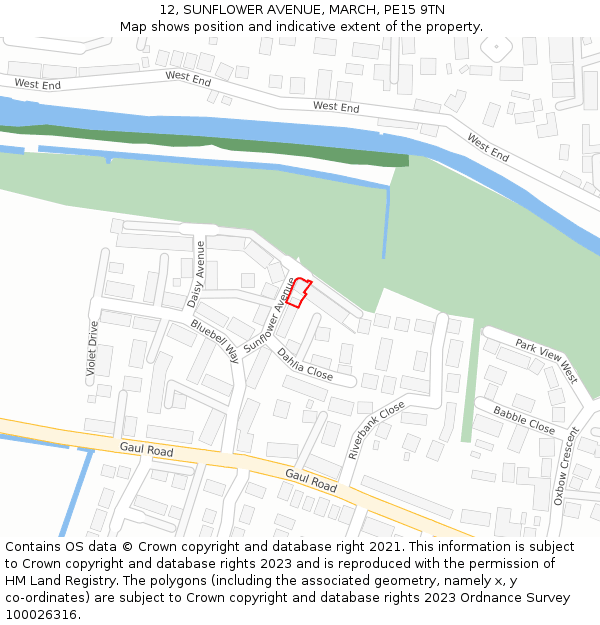 12, SUNFLOWER AVENUE, MARCH, PE15 9TN: Location map and indicative extent of plot