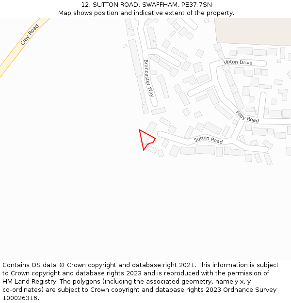 12, SUTTON ROAD, SWAFFHAM, PE37 7SN: Location map and indicative extent of plot